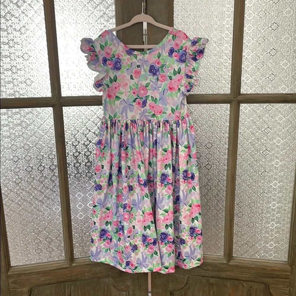 Mila & Rose Floral Kids Dress with Ruffle Sleeves